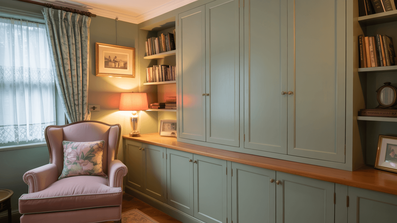 Fitted alcove storage in a 1930s Bexleyheath semi-detached home