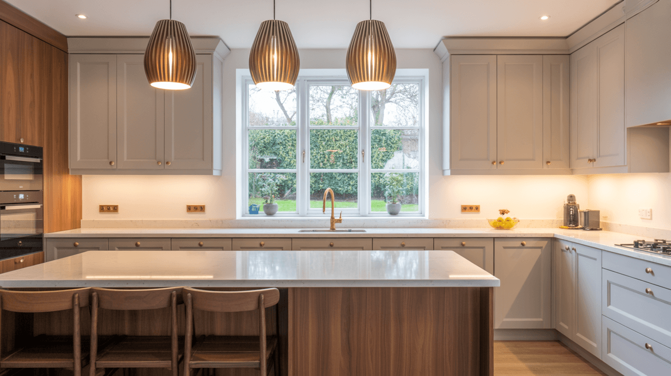 Modern open-plan kitchen installation in a Bexleyheath home