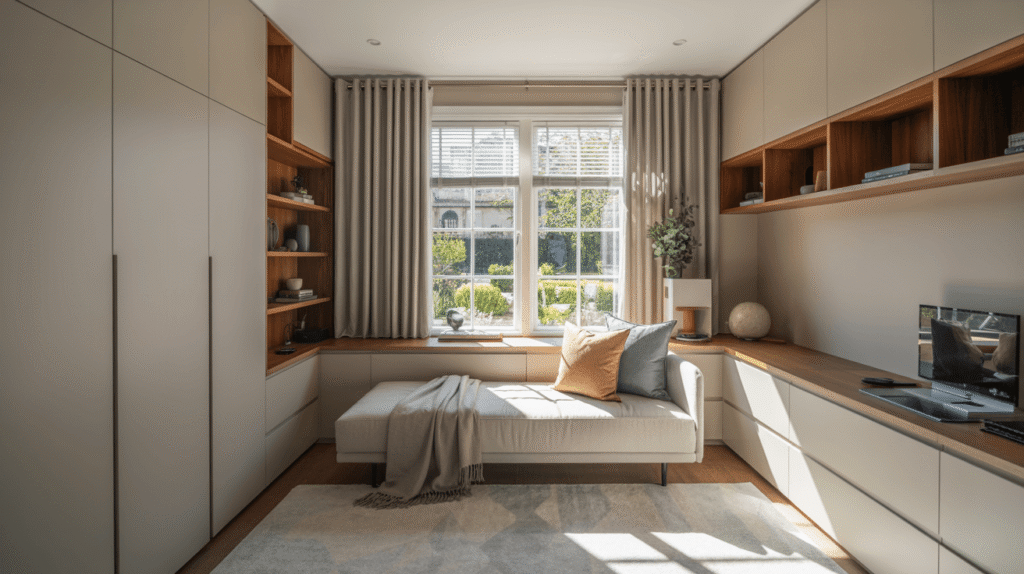 Custom-built home office with fitted furniture in a Bexleyheath spare room