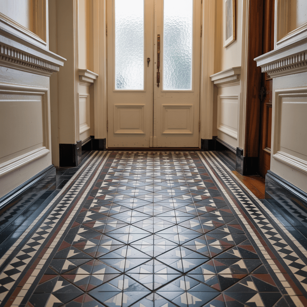 Victorian Hallway Tile Restoration Blackheath Encaustic Pattern Victorian Hallway Tile Restoration Blackheath Encaustic Pattern