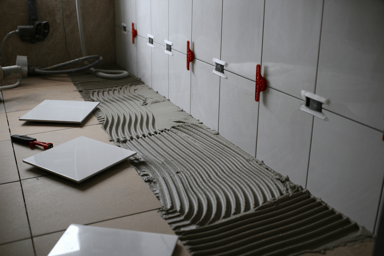 bathroom porcelain tile installation in dartford using rak ceramics