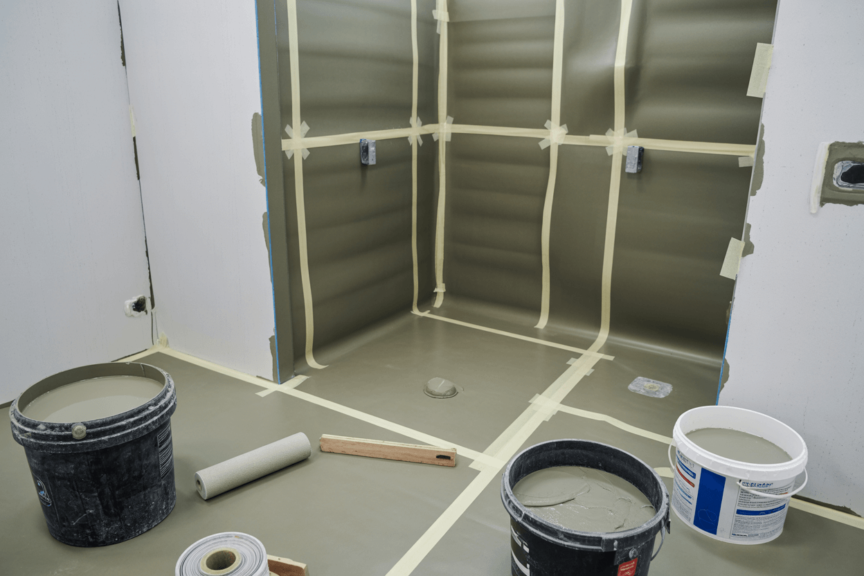 bathroom waterproof tanking system installation in dartford shower area