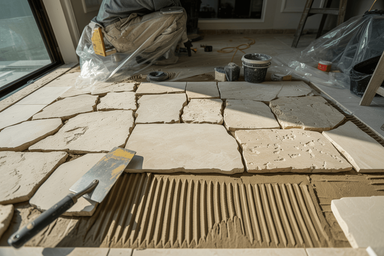 Natural Stone Tile Installation Eltham Interior Feature Wall