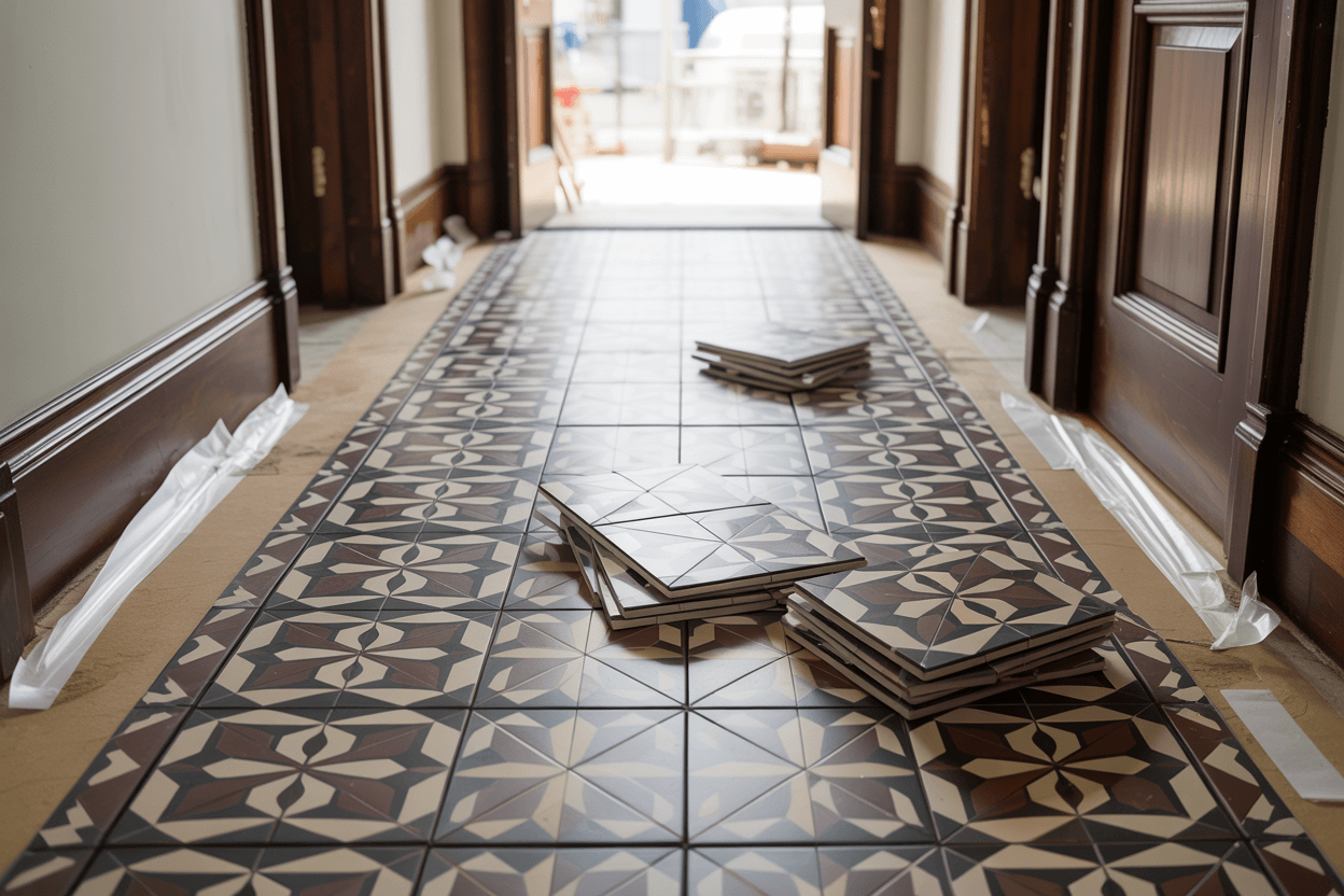 Victorian Hallway Tile Installation Eltham Porcelain Heritage Pattern