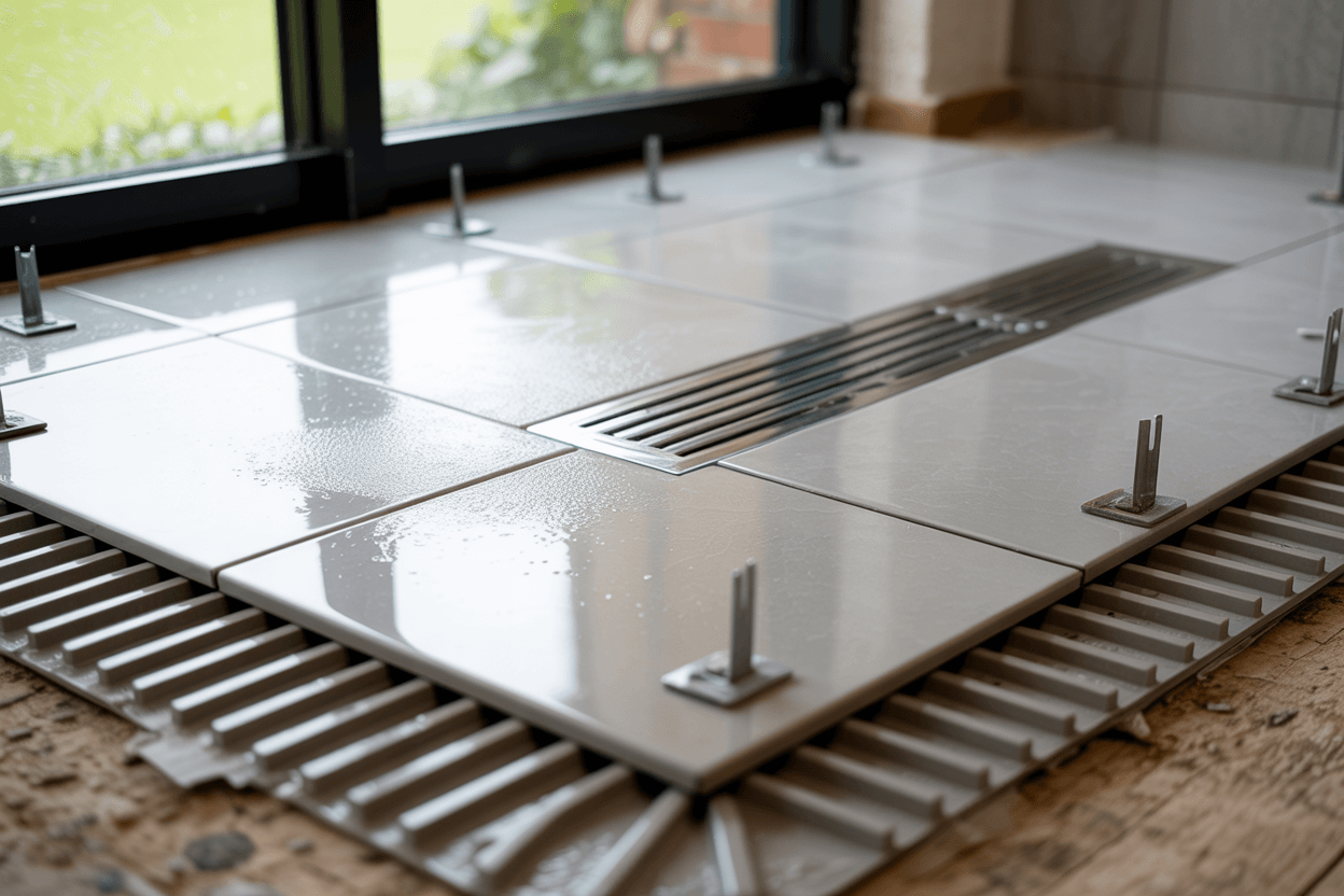 wet room shower drain and floor falls installation in dartford